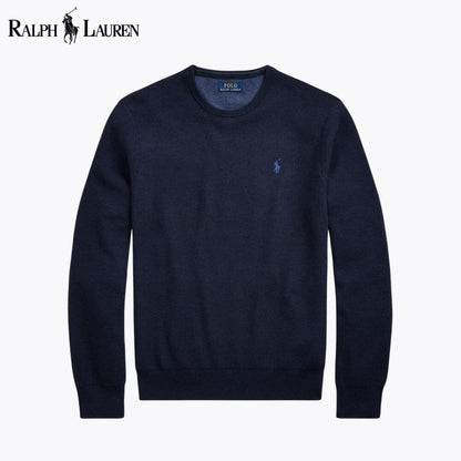 RL Mesh-Strick-Baumwollpullover mit Rundhalsausschnitt