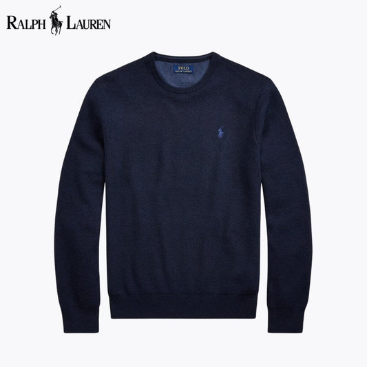 RL Mesh-Strick-Baumwollpullover mit Rundhalsausschnitt